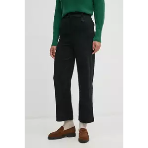 United Colors of Benetton pantaloni de catifea cord culoarea negru, drept, high waist, 4Q5GDF07E imagine