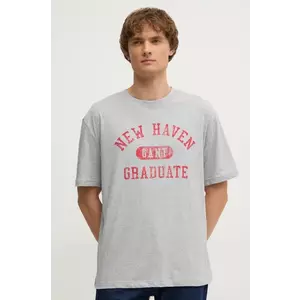 Gant tricou din bumbac barbati, culoarea gri, cu imprimeu, 2033036 imagine