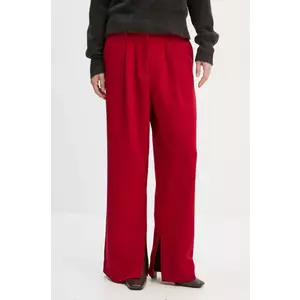 Herskind pantaloni Rupert femei, culoarea rosu, lat, high waist, 5317668 imagine