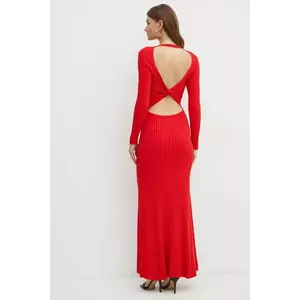 Bardot rochie AMARO culoarea rosu, maxi, evazată, 59510DB imagine