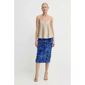 Marella fusta culoarea albastru marin, midi, creion, 2423776052200 imagine