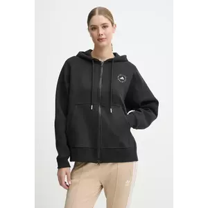 adidas by Stella McCartney bluză femei, culoarea negru, cu glugă, cu imprimeu, JF6337 imagine