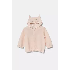 United Colors of Benetton bluza bebe culoarea roz, cu glugă, neted, 3MCDA501C imagine