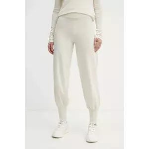 Weekend Max Mara pantaloni de trening de lână culoarea bej, neted, 2425336023600 imagine