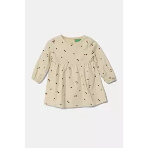 United Colors of Benetton rochie de catifea pentru copii culoarea bej, mini, evazată, 40CYGV020 imagine
