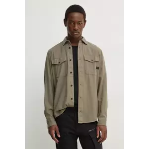 G-Star cămașă din bumbac bărbați, culoarea verde, cu guler clasic, regular imagine