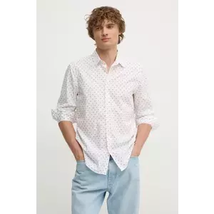 Sisley camasa din bumbac barbati, culoarea alb, cu guler clasic, slim, 5WNKSQ041 imagine