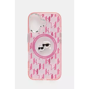 Karl Lagerfeld etui pentru telefon iPhone 16 6.1 culoarea roz, KLHMP16SHMCKMHP imagine