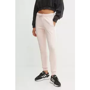 adidas pantaloni de trening din bumbac Essentials culoarea roz, cu imprimeu, JH3689 imagine