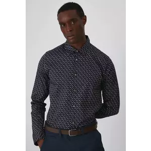 Medicine camasa barbati, culoarea albastru marin, cu guler clasic, slim imagine