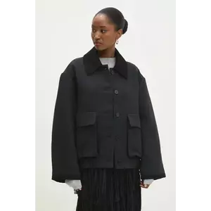 Answear Lab geaca femei, culoarea albastru marin, de tranzitie, oversize imagine