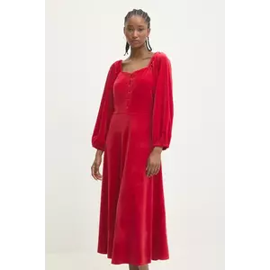 Answear Lab rochie de catifea culoarea rosu, midi, evazată imagine