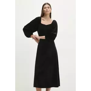 Answear Lab rochie de catifea culoarea negru, midi, evazată imagine