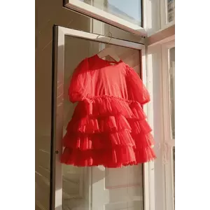 Konges Sløjd rochie fete FAY DRESS GRS culoarea rosu, mini, evazată, KS101971 imagine
