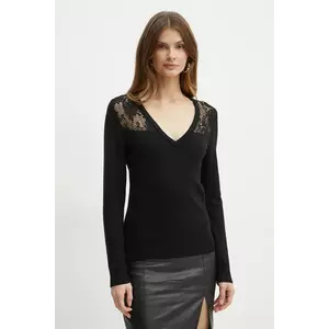 Morgan pulover MCOURSE femei, culoarea negru, light, cu guler, MCOURSE imagine