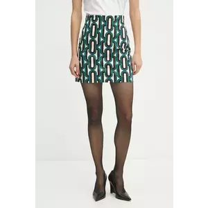 Morgan fusta din bumbac JINO.F culoarea bej, mini, evazati, JINO.F imagine