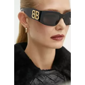 Balenciaga ochelari de soare femei, culoarea negru, BB0360S imagine