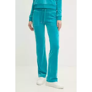 Juicy Couture pantaloni de trening din velur DEL RAY PANT culoarea verde, neted, JCAP180 imagine