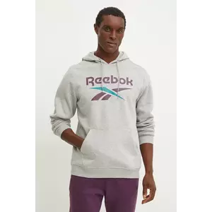 Reebok bluza barbati, culoarea gri, cu glugă, cu imprimeu, 100206026 imagine