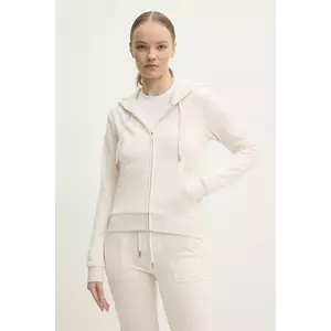 Juicy Couture bluză din velur ROBERTSON GOLD culoarea bej, cu glugă, melanj, JCAP176G imagine