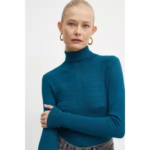 Morgan pulover MENTOS.M femei, culoarea turcoaz, cu guler, MENTOS.M imagine