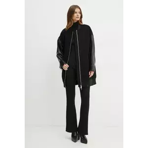 MICHAEL Michael Kors jacheta bomber din lana culoarea negru, de tranzitie, oversize, MF420FPBQA imagine
