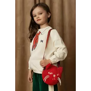 Mini Rodini hanorac de bumbac pentru copii Scarf culoarea bej, cu imprimeu, 2512011111 imagine