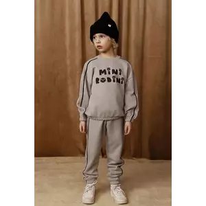 Mini Rodini hanorac de bumbac pentru copii Mini Rodini Cats culoarea gri, cu imprimeu, 2512010597 imagine