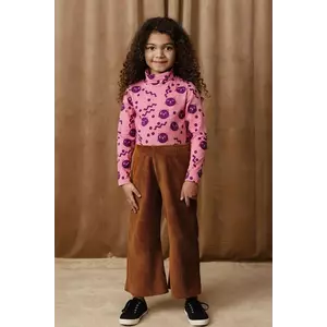 Mini Rodini longsleeve din bumbac pentru copii Squiggly cats culoarea roz, cu turtleneck, 2512012028 imagine