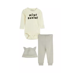 Mini Rodini compleu bebe Mini Rodini Cats culoarea bej, 2514010611 imagine