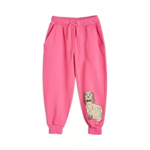 Mini Rodini pantaloni de trening din bumbac pentru copii Dashing dog culoarea roz, cu imprimeu, 1100005828 imagine