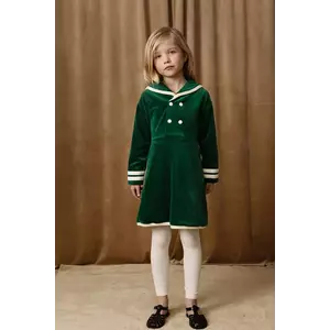 Mini Rodini rochie din bumbac pentru copii Sailor culoarea verde, mini, evazată, 2515010975 imagine