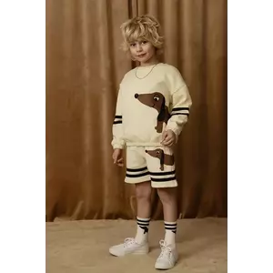 Mini Rodini pantaloni scurți din bumbac pentru copii Dog culoarea bej, cu imprimeu, 2513012413 imagine