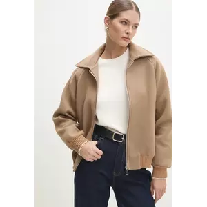 Answear Lab geaca de lana culoarea maro, de tranzitie imagine