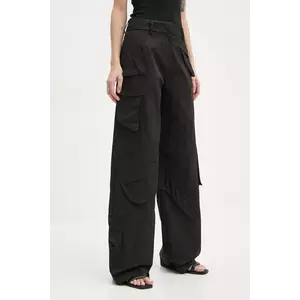 Heliot Emil pantaloni femei, culoarea negru, fason cargo, high waist, HE.W.10.113.BLK01 imagine