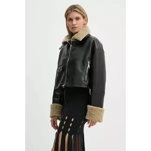 Nanushka geaca JEMMA femei, culoarea negru, de tranzitie, oversize, NW24FWOW38170 imagine