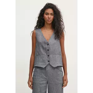 Hoss Intropia vestă cu amestec de in culoarea albastru marin, un singur rand de nasturi, 5478074 imagine