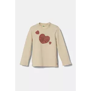 United Colors of Benetton longsleeve din bumbac pentru copii culoarea bej, 3AOUG10H3 imagine
