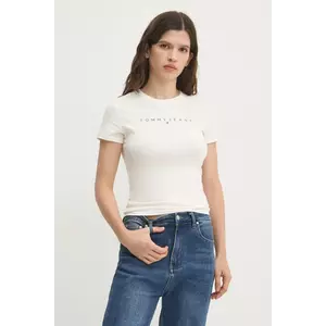 Tommy Jeans tricou din bumbac femei, culoarea bej, DW0DW18398 imagine