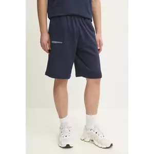 Pangaia pantaloni scurti din bumbac culoarea albastru marin, neted imagine