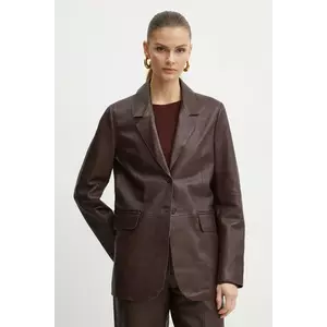 Forte Forte sacou de piele culoarea rosu, un singur rand de nasturi, neted, 13214_my jacket imagine