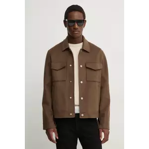 Nanushka jachetă de cămașă din lână RHYS culoarea maro, de tranzitie, oversize, NM24FWJK02578 imagine