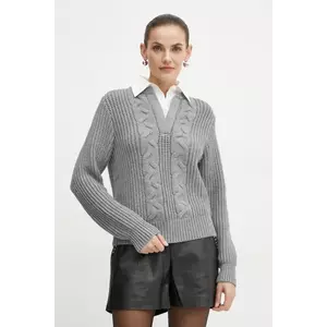 Morgan pulover MGREY femei, culoarea gri, călduros, MGREY imagine