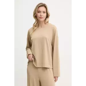 United Colors of Benetton longsleeve culoarea bej, 3NYW3M06W imagine