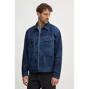 G-Star geacă din denim bărbați, culoarea bleumarin, de tranziție imagine