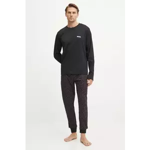 BOSS set de pijama de bumbac culoarea negru, cu imprimeu, 50527344 imagine