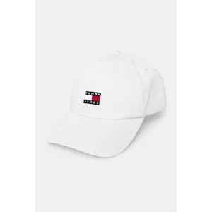 Tommy Jeans șapcă de baseball din bumbac culoarea alb, cu imprimeu, AW0AW16991 imagine