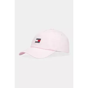 Tommy Jeans șapcă de baseball din bumbac culoarea roz, cu imprimeu, AW0AW16991 imagine