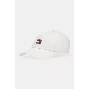 Tommy Jeans șapcă de baseball din bumbac culoarea bej, cu imprimeu, AW0AW16991 imagine