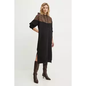 Answear Lab bluza femei, culoarea negru, cu glugă, modelator imagine